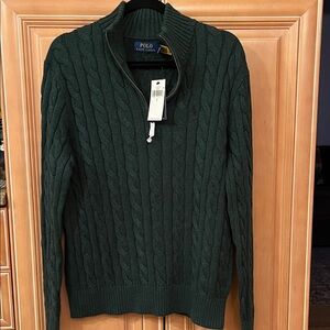 Polo by Ralph Lauren Men's Dark Green Zip-Up Sweater